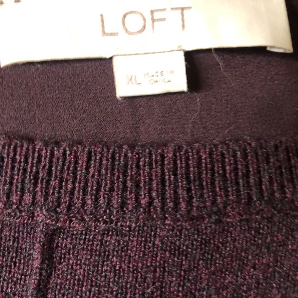 XL Loft light sweater burgundy in color pullover sheer back - Picture 2 of 2